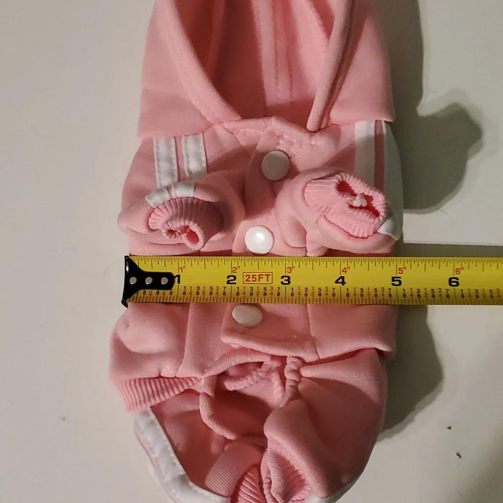Adidog XS pink puppy/mini dog hooded jogging one piece outfit